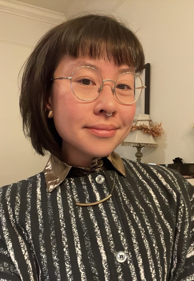 Black and white striped shirt- Nancy Tam